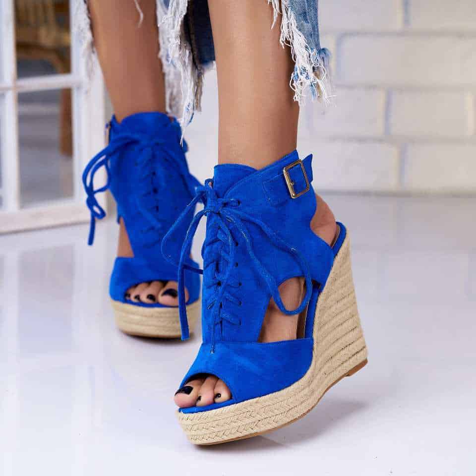 Sandale dama cu platforma Albastre